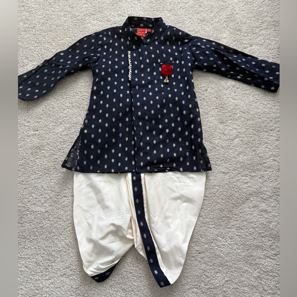 Indian / Pakistani navy blue kids kurta and dhothi set